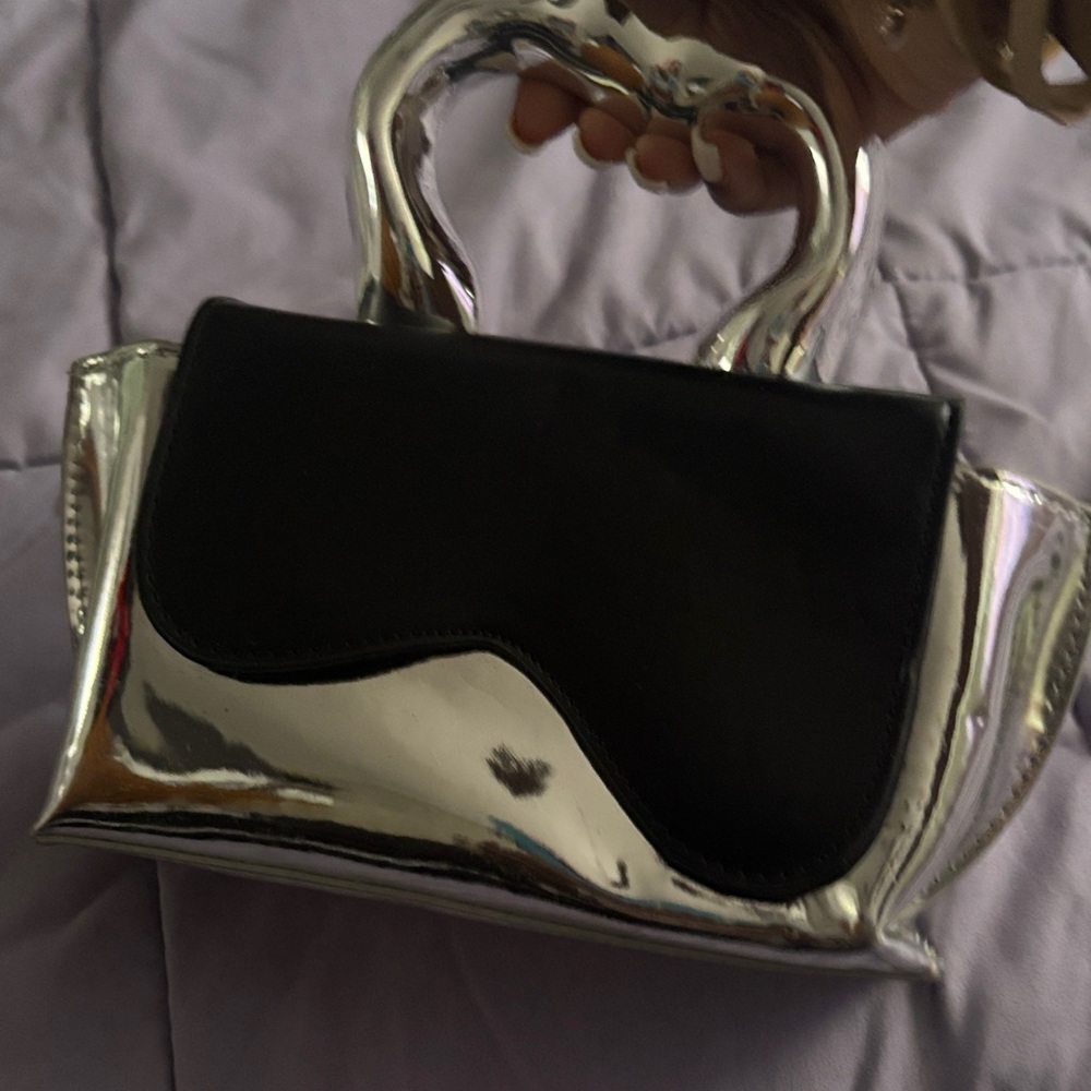 Stylish Black and Silver Handbag